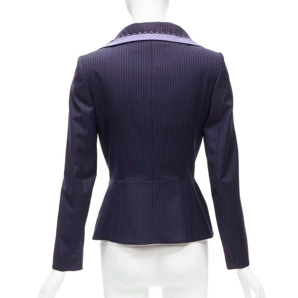 Christian Dior Topstitch Bar Blazer Navy Wool Very good - Box View