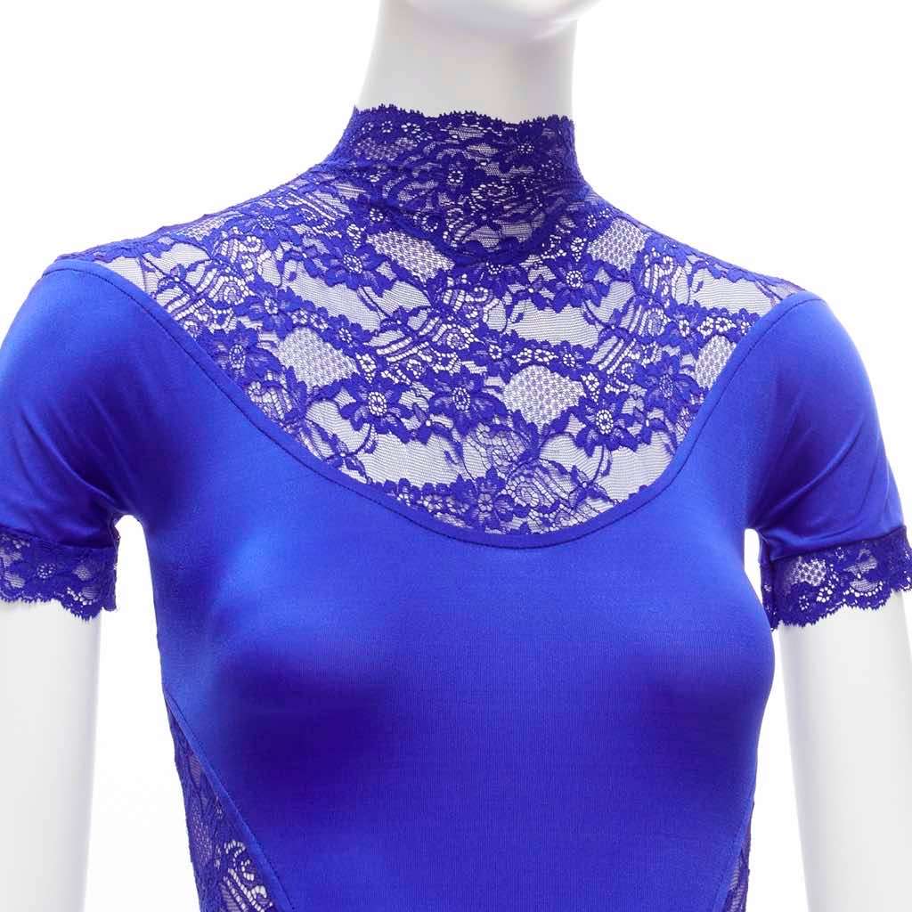 Gianni Versace Crystal Body Suit Blue Polyester Very good - Back View