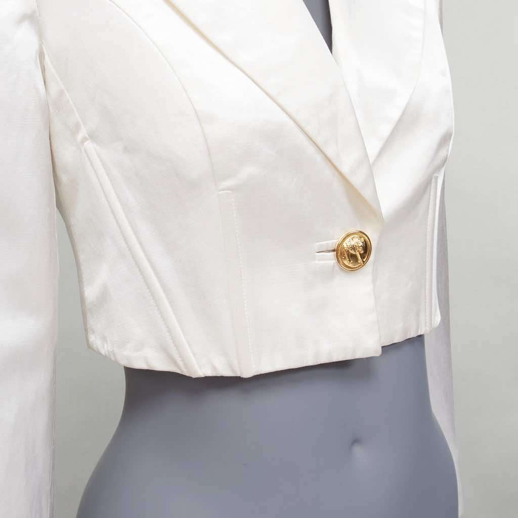 Versus Satin Lace Blazer Beige Cotton Fair - Back View