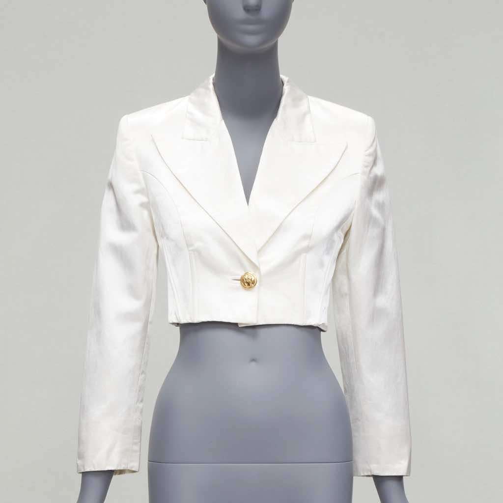 Versus Satin Lace Blazer Beige Cotton Fair - Inside View