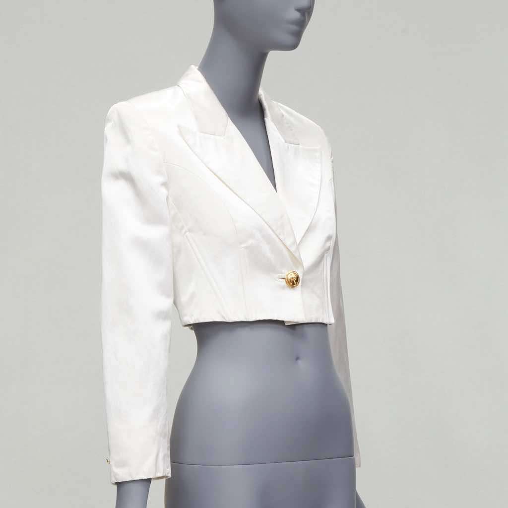 Versus Satin Lace Blazer Beige Cotton Fair - Model View