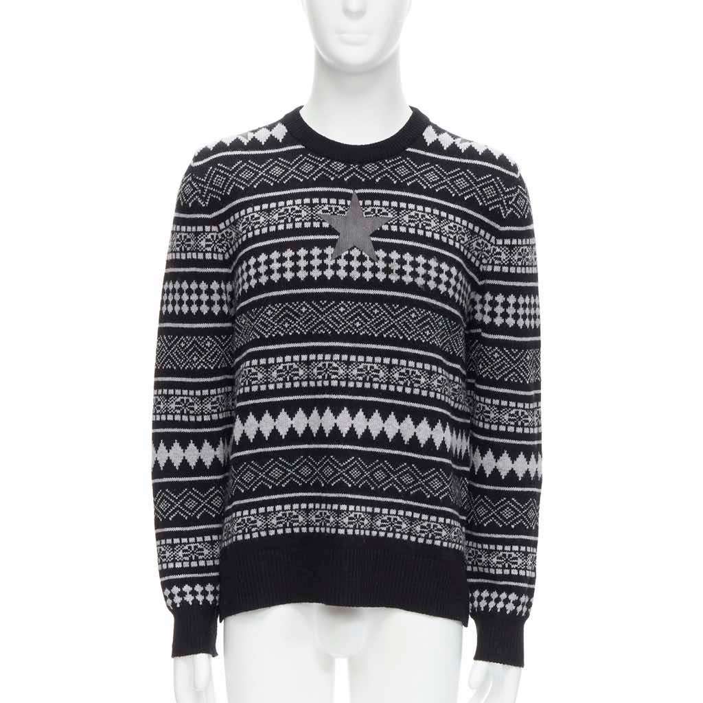 Givenchy Star Stripes Sweater Black Wool Very good - Front View