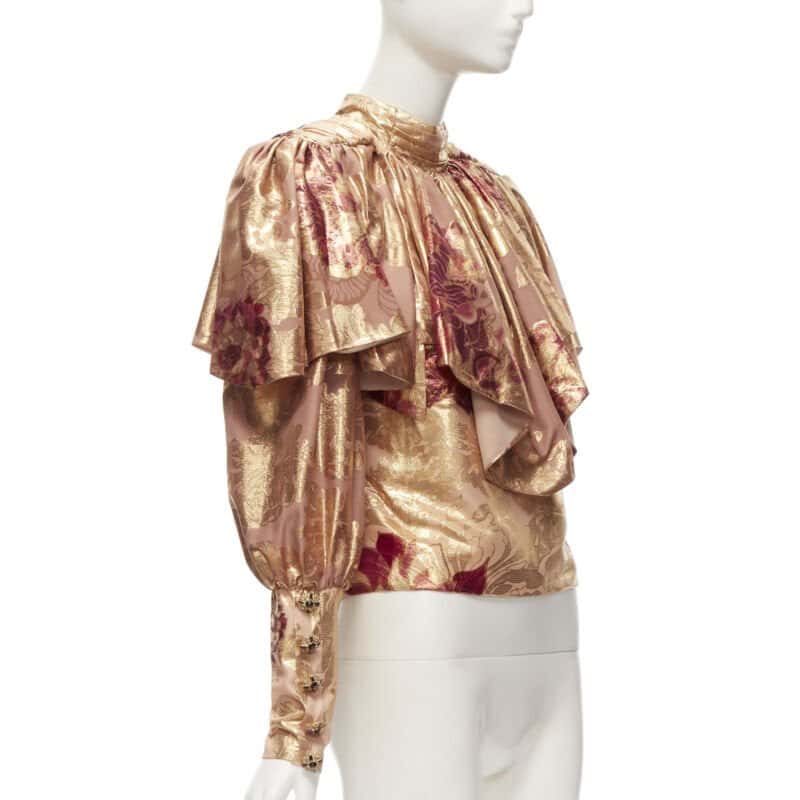 Raisa Vanessa Foil Rhinestone Top Gold Polyester Never worn - Inside View