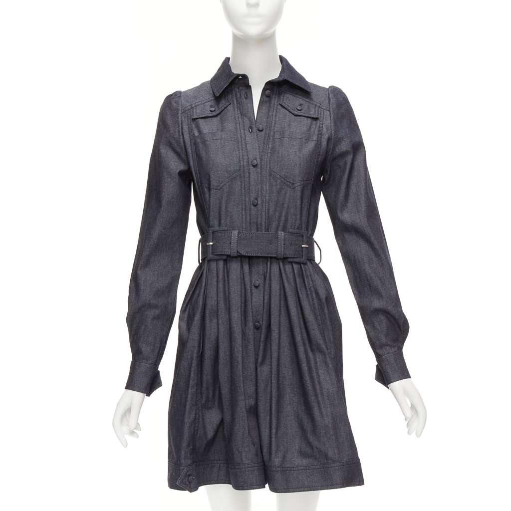 Dice Kayek Denim Safari Dress Blue Cotton Never worn - Front View