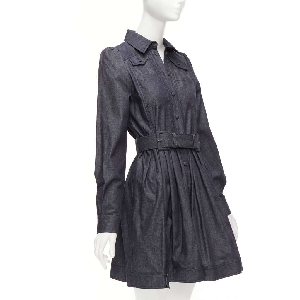 Dice Kayek Denim Safari Dress Blue Cotton Never worn - Inside View