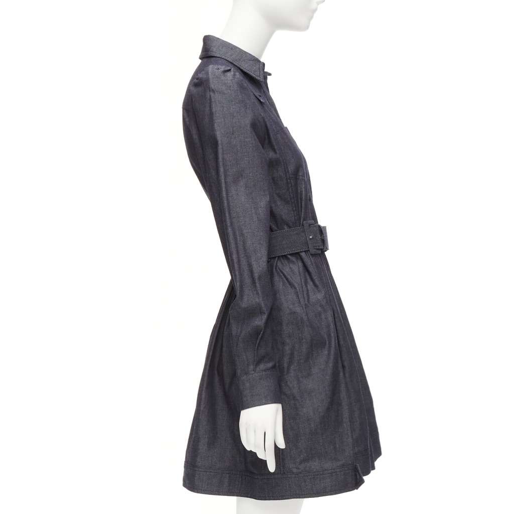 Dice Kayek Denim Safari Dress Blue Cotton Never worn - Model View