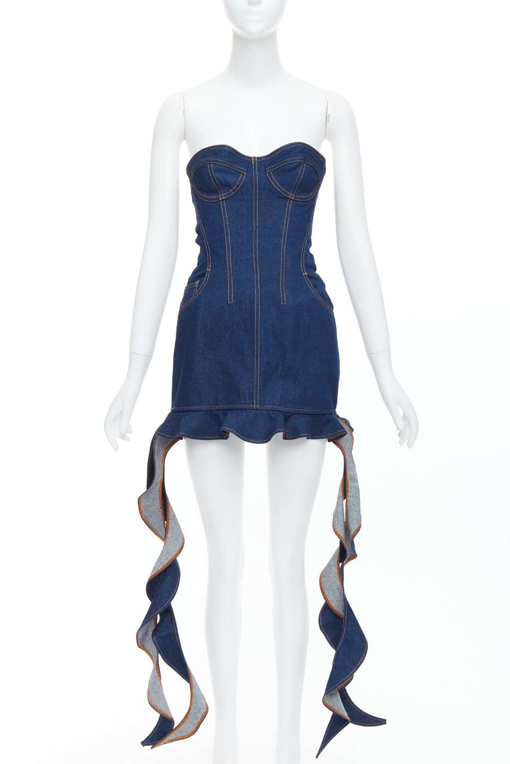 David Koma Corset Denim Dress Blue Cotton Never worn - Front View