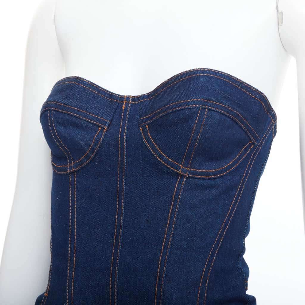David Koma Corset Denim Dress Blue Cotton Never worn - Back View