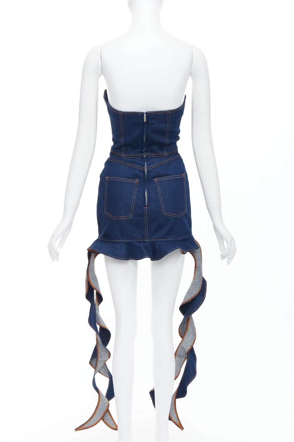 David Koma Corset Denim Dress Blue Cotton Never worn - Box View