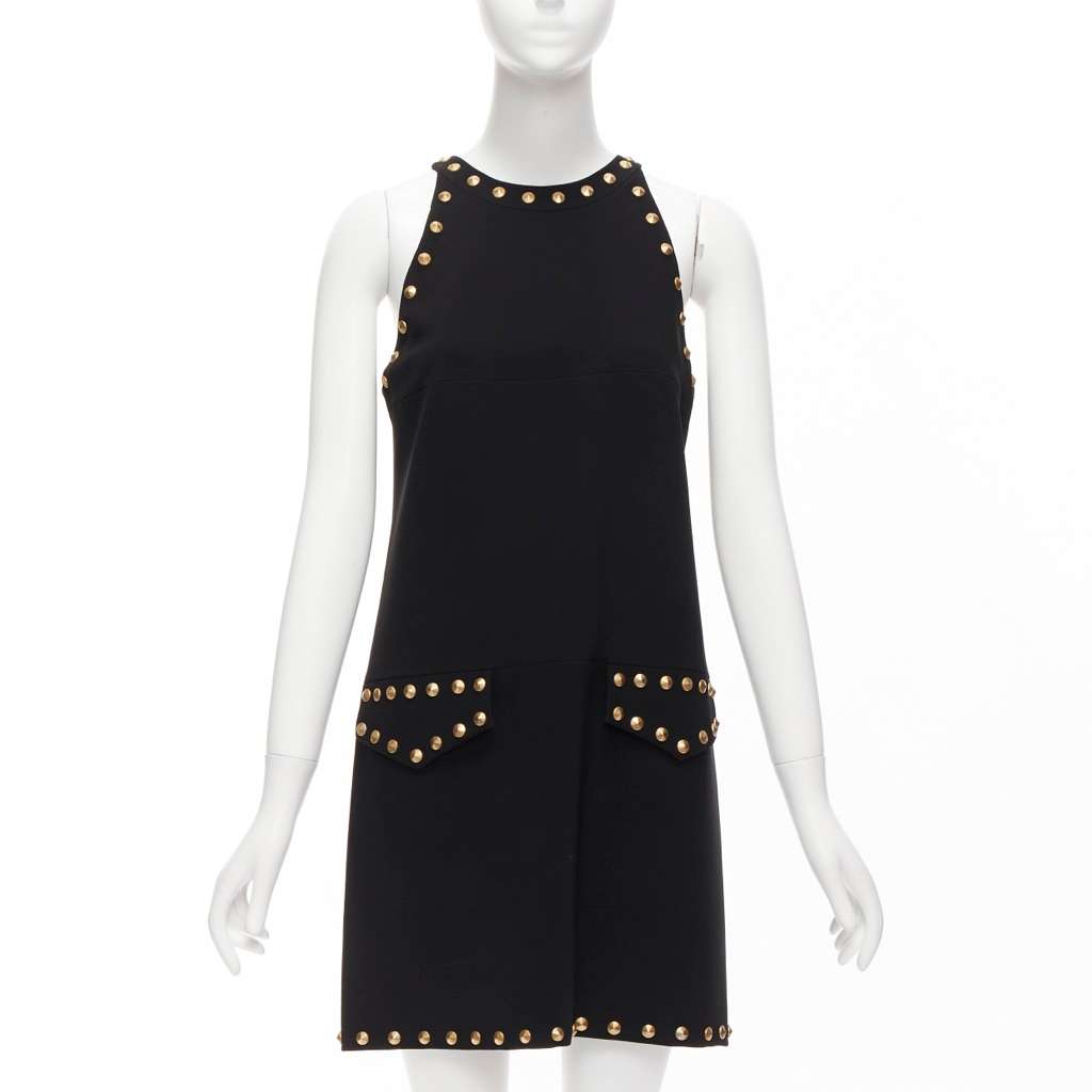 Moschino Studded Sleeveless Dress Black Very good - Front View
