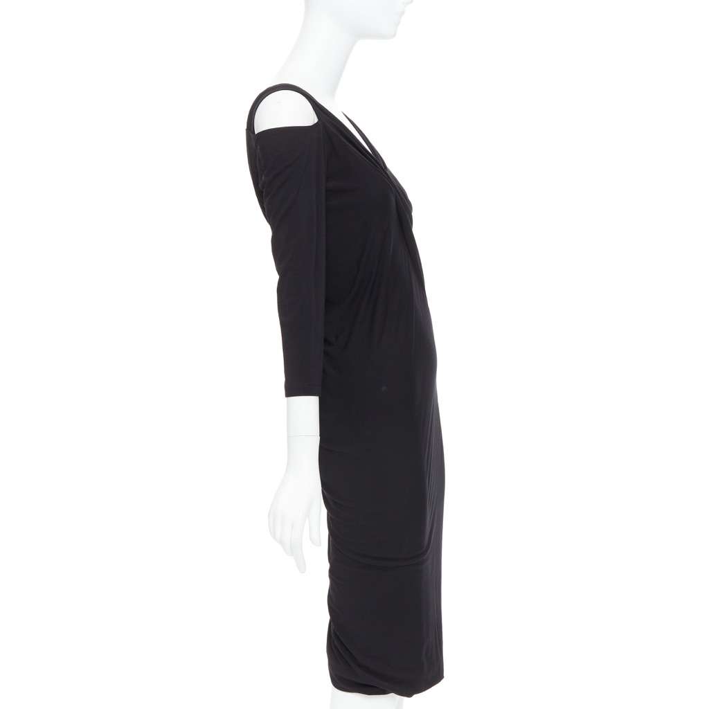 Donna Karan Cold Shoulder Dress Black Viscose Very good condition - Model View