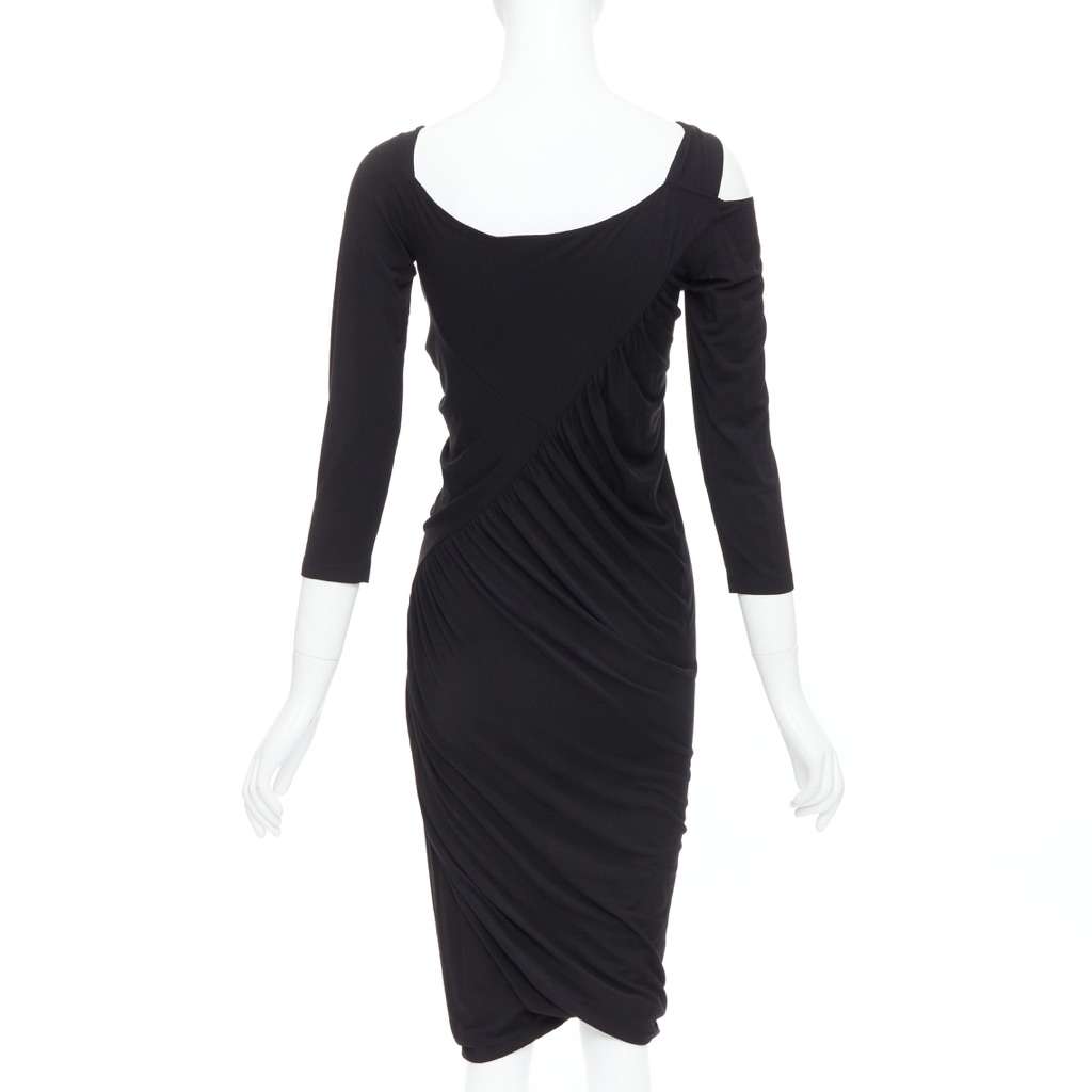 Donna Karan Cold Shoulder Dress Black Viscose Very good condition - Box View