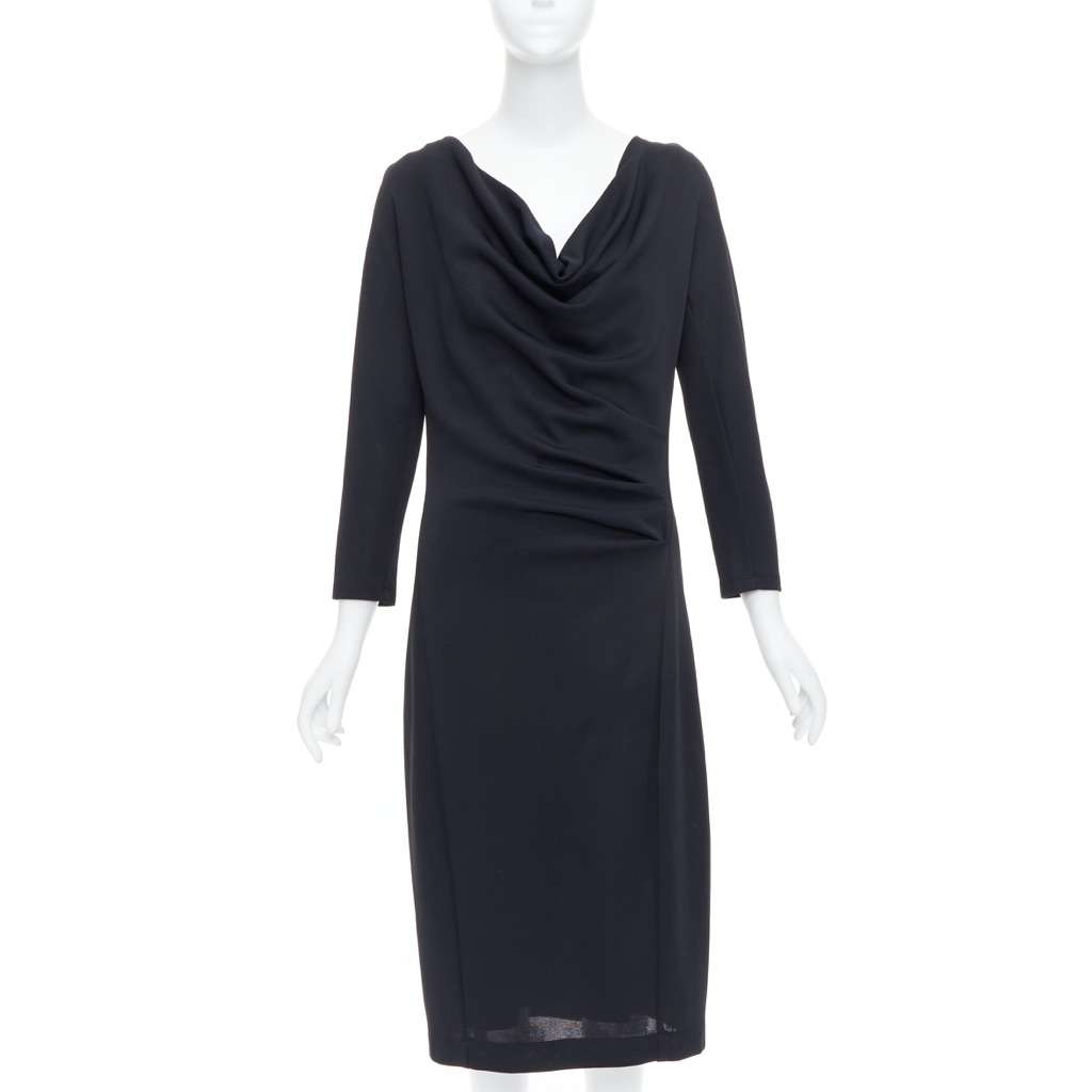 Donna Karan Cowl Neck Dress Black Viscose Very good condition - Front View