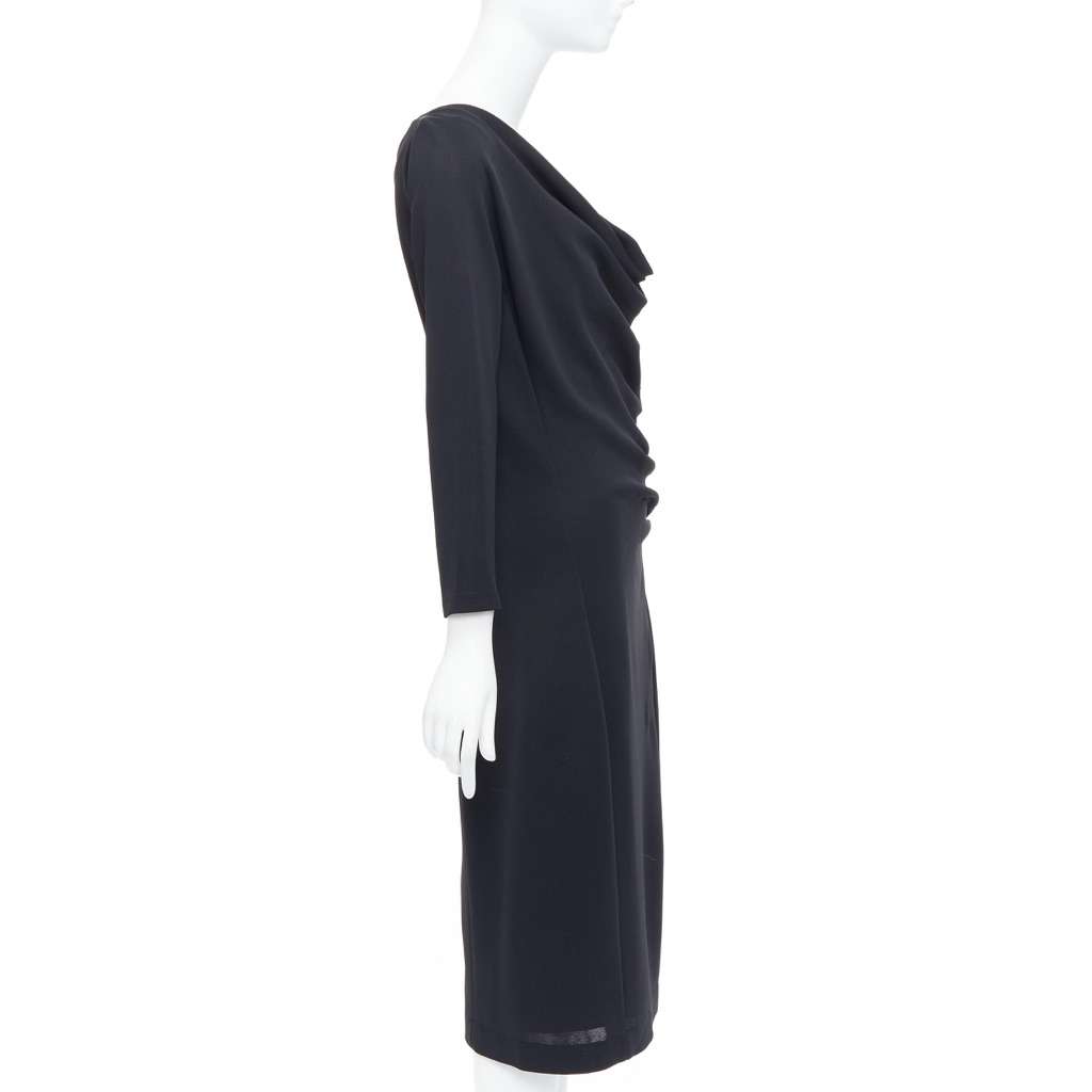 Donna Karan Cowl Neck Dress Black Viscose Very good condition - Model View