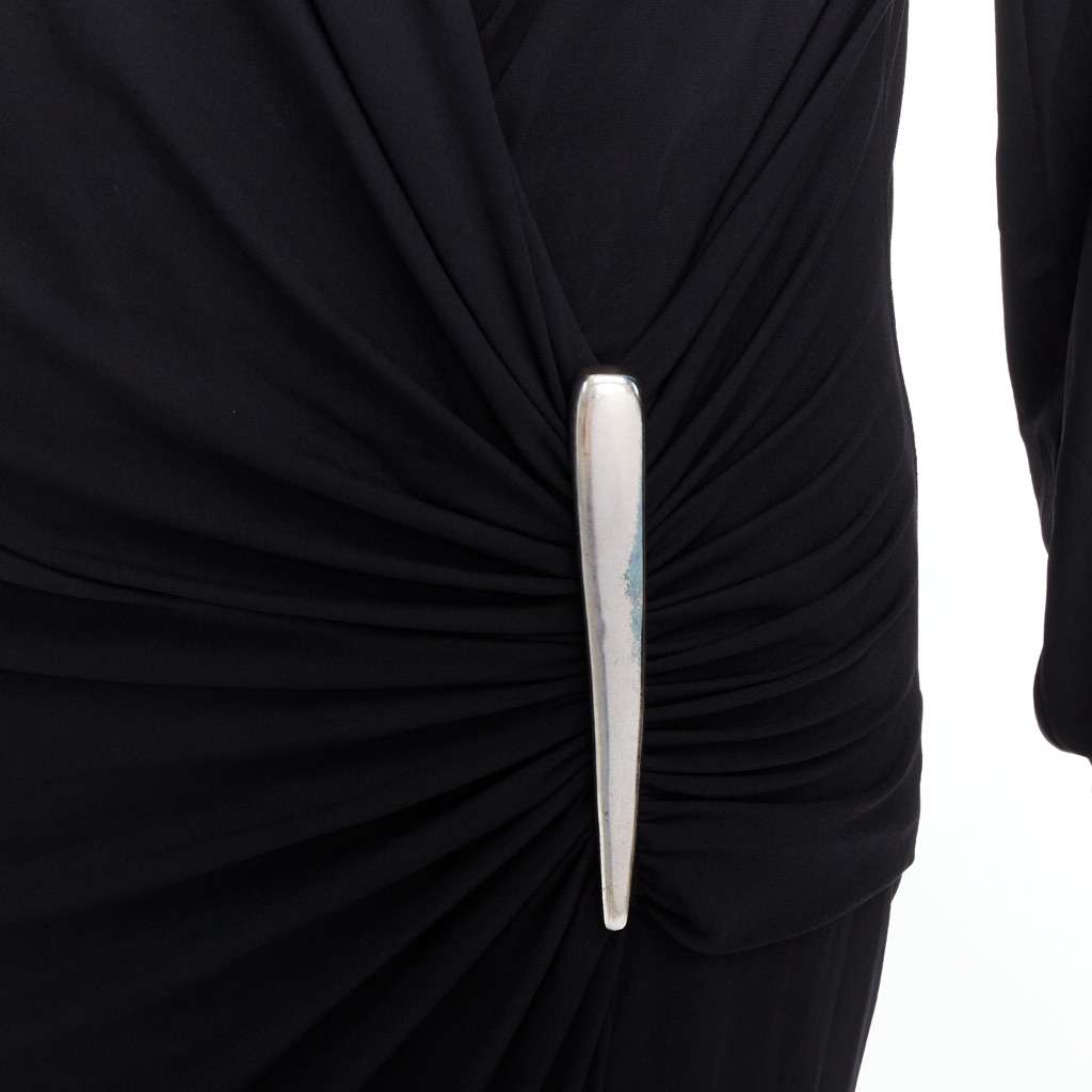 Donna Karan Buckle Drape Dress Black Viscose Good condition - Back View