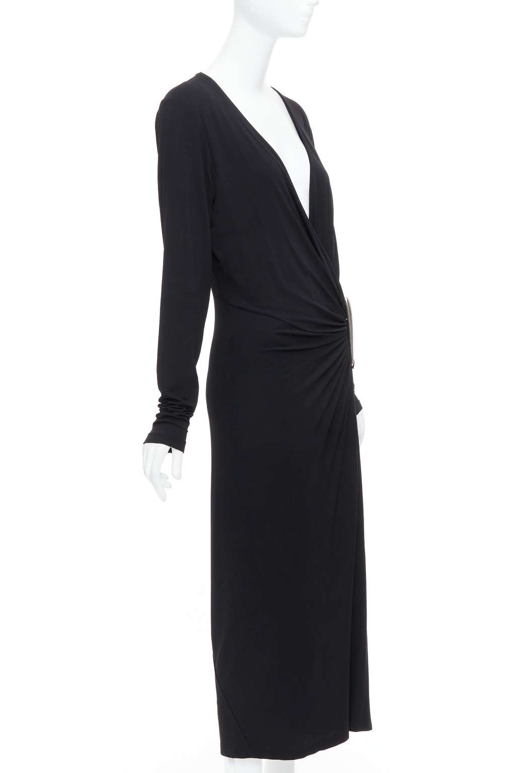 Donna Karan Buckle Drape Dress Black Viscose Good condition - Inside View