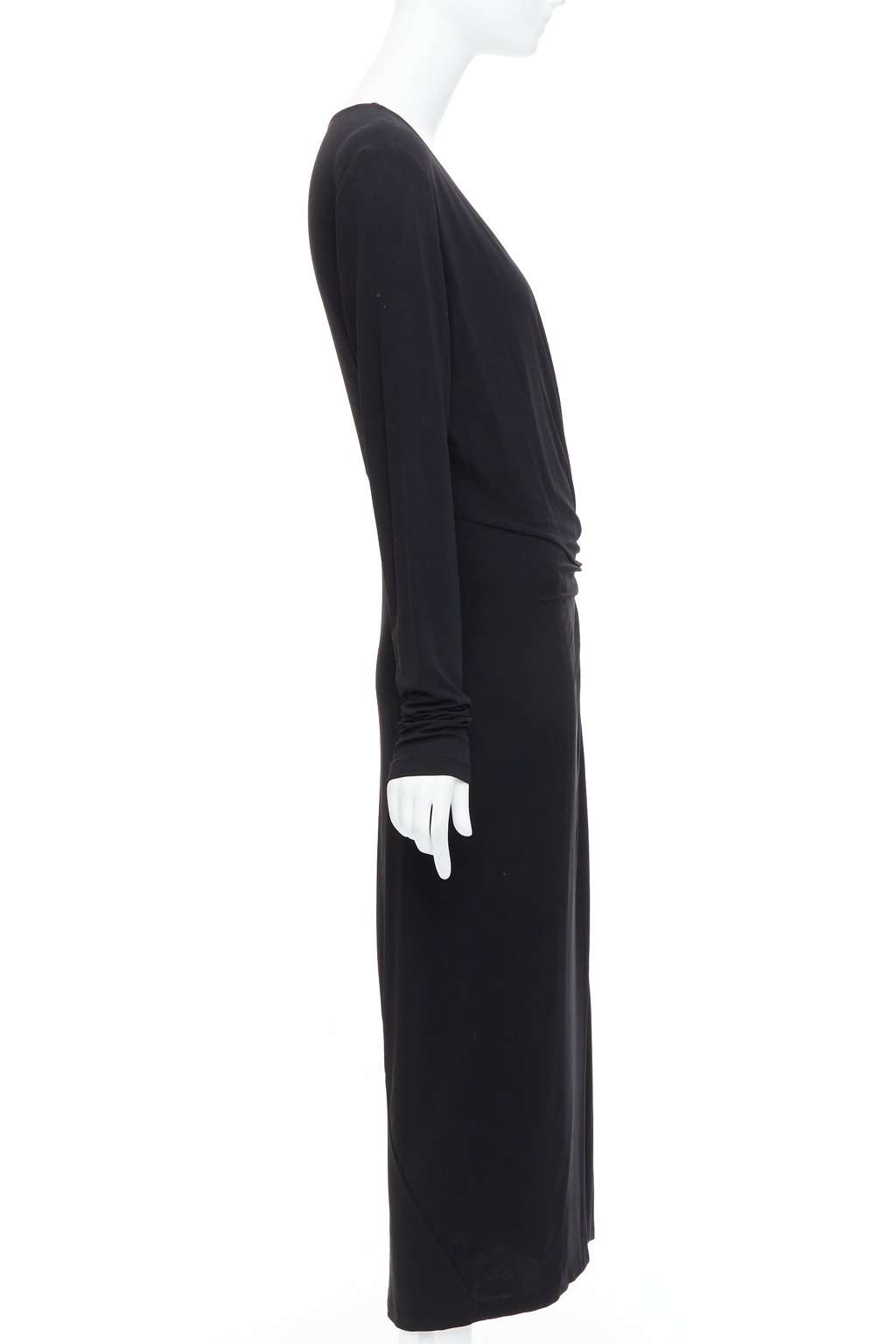Donna Karan Buckle Drape Dress Black Viscose Good condition - Model View