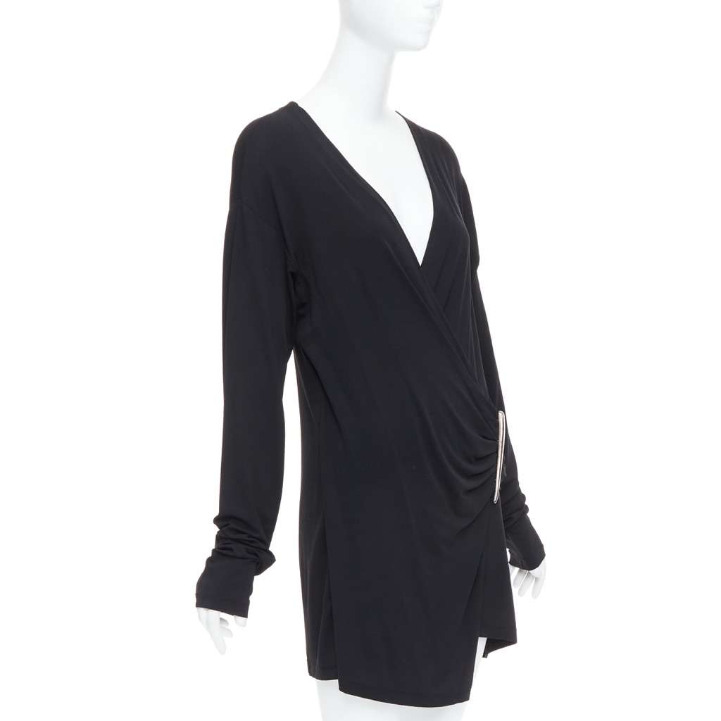 Donna Karan V Neck Mini Dress Black Viscose Good - Inside View