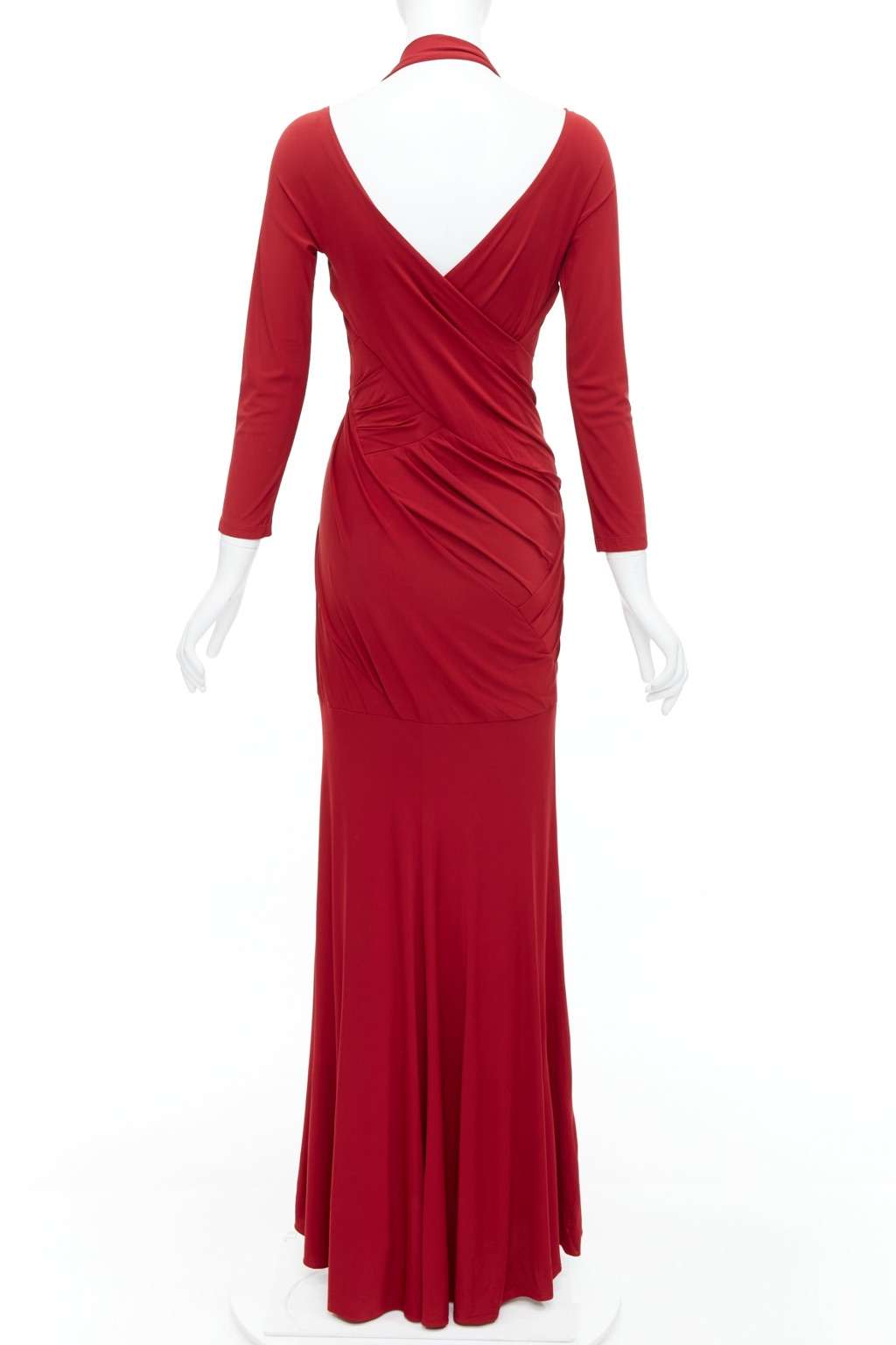Donna Karan Halter Draped Gown Red Viscose Very good condition - Box View
