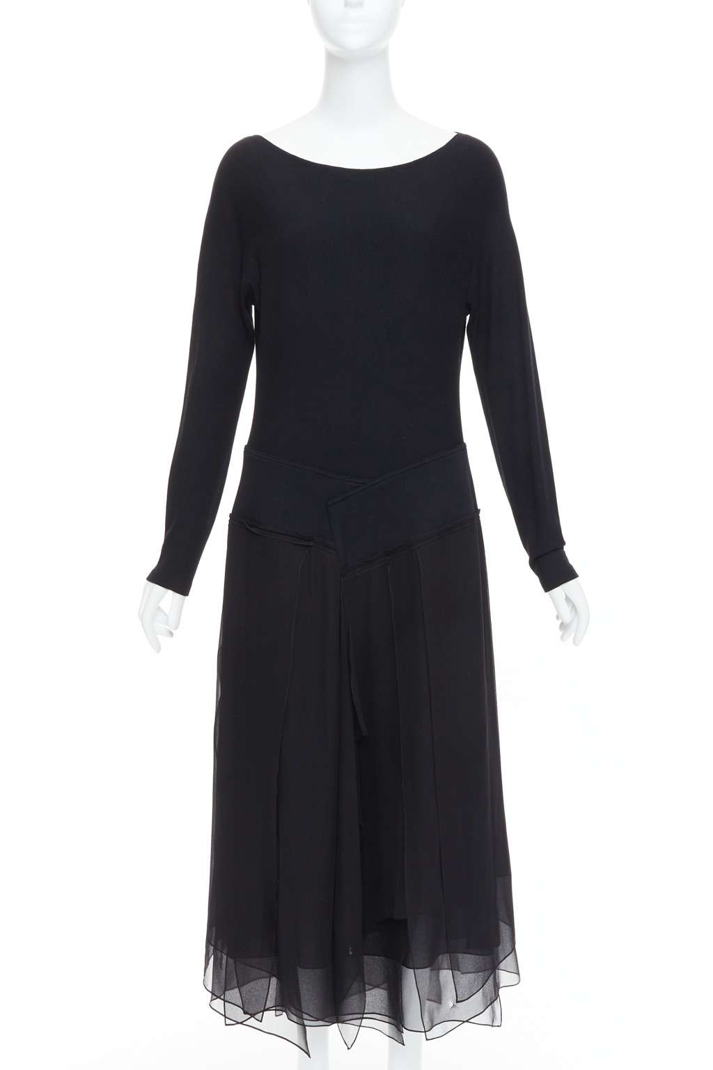 Donna Karan Boxy Midi Dress Black Viscose Very good - Front View
