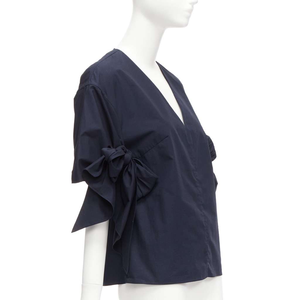 Delpozo Knot Tie Top Navy Cotton Never worn - Inside View