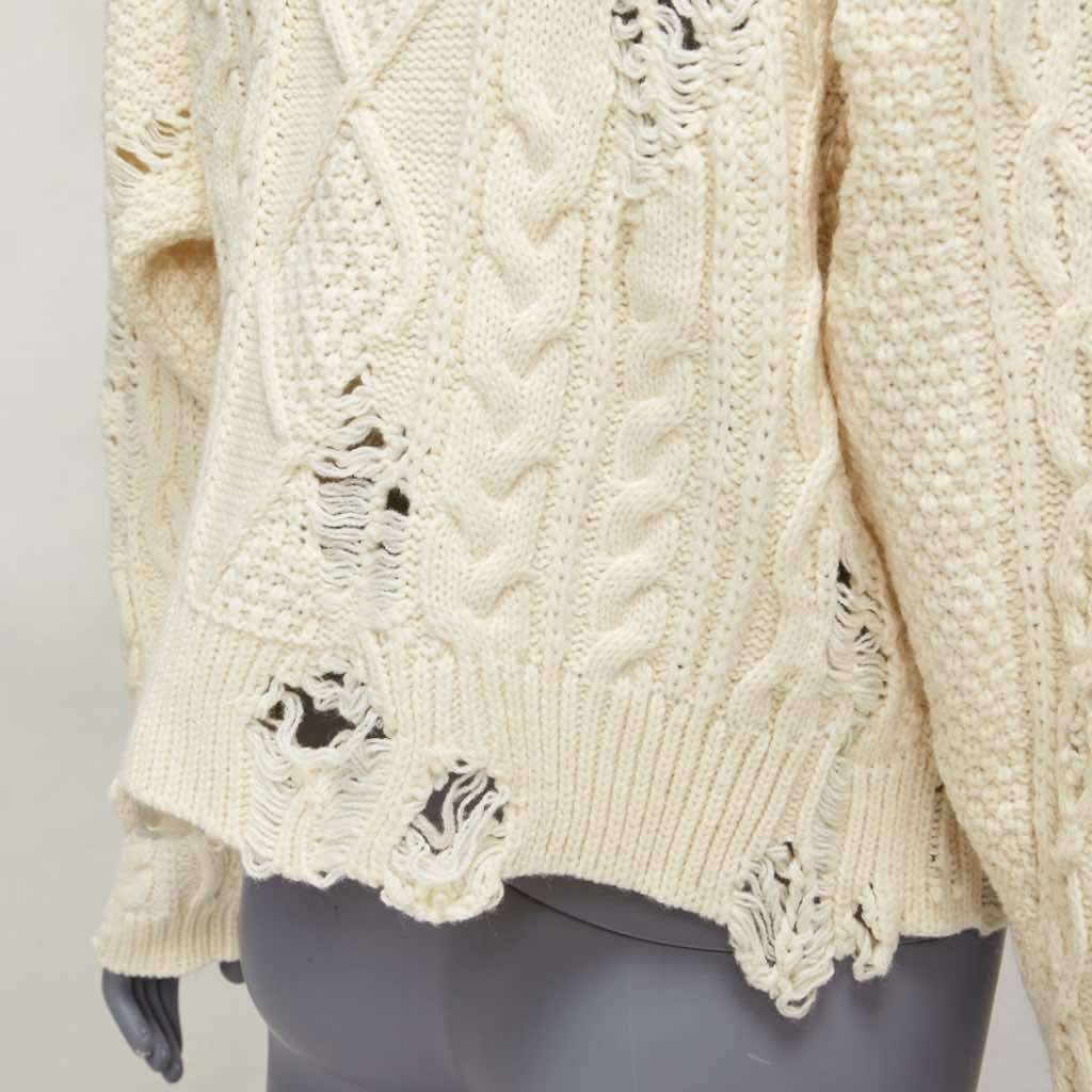 Miharayasuhiro Distressed Cable Sweater Ecru Never worn - Back View