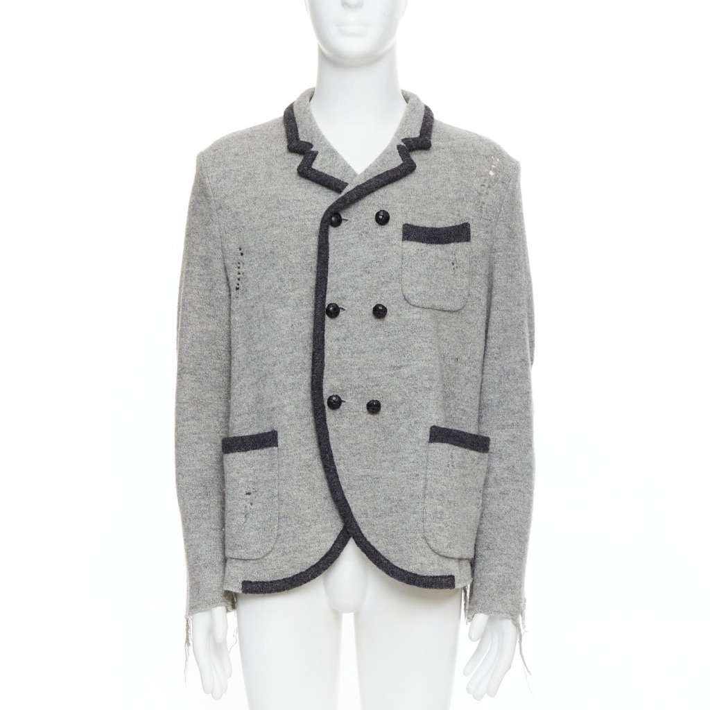 Miharayasuhiro Grey Grunge Nautical Blazer Grey Wool Very good condition - Front View