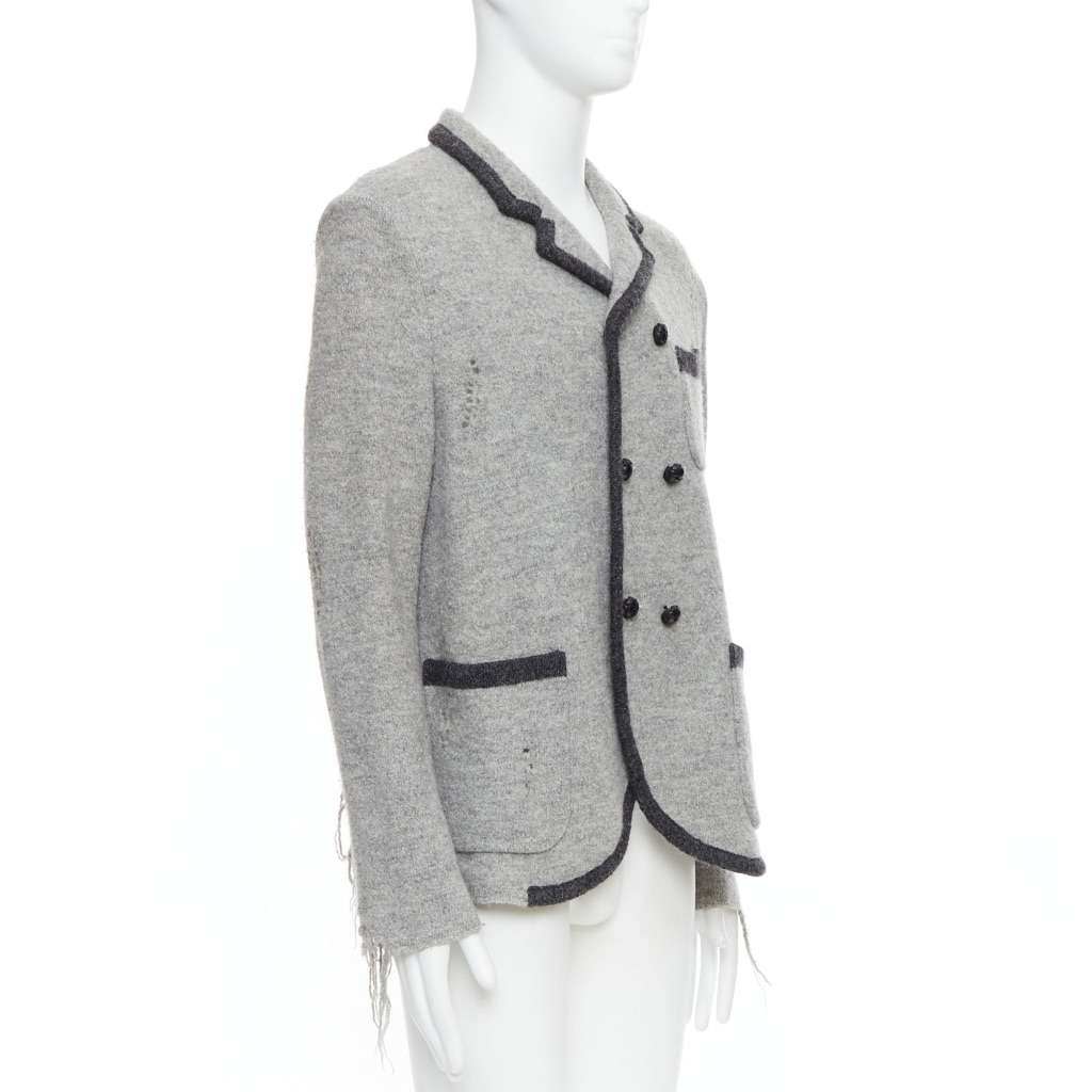 Miharayasuhiro Grey Grunge Nautical Blazer Grey Wool Very good condition - Inside View
