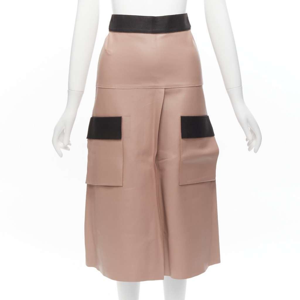 Dion Lee Leather Panel Skirt Pink Leather Fair - Front View