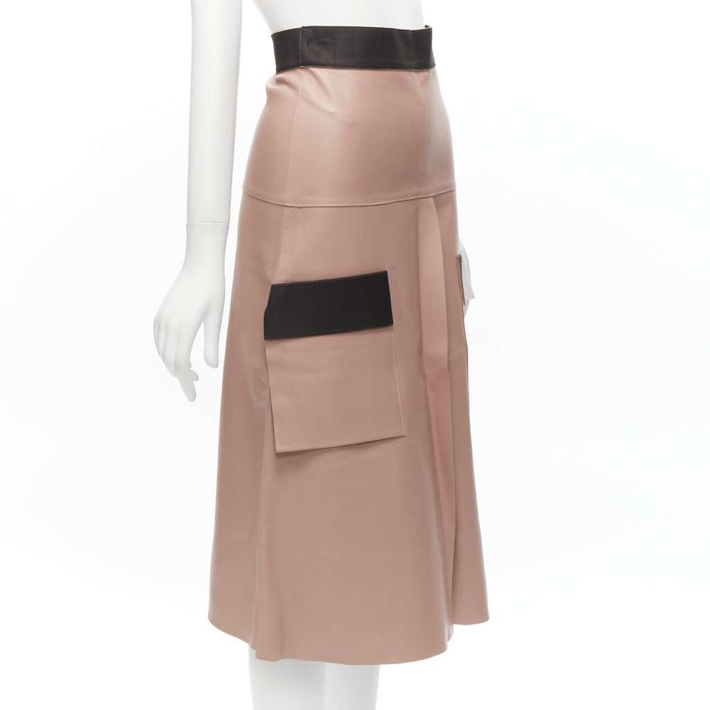 Dion Lee Leather Panel Skirt Pink Leather Fair - Inside View