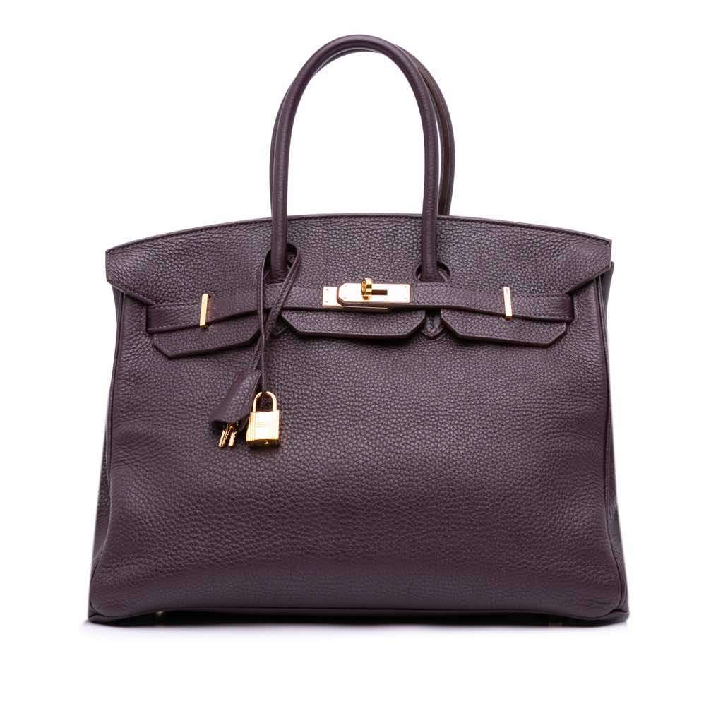 Hermès Togo Birkin Retourne 35 Purple Leather Good condition - Front View
