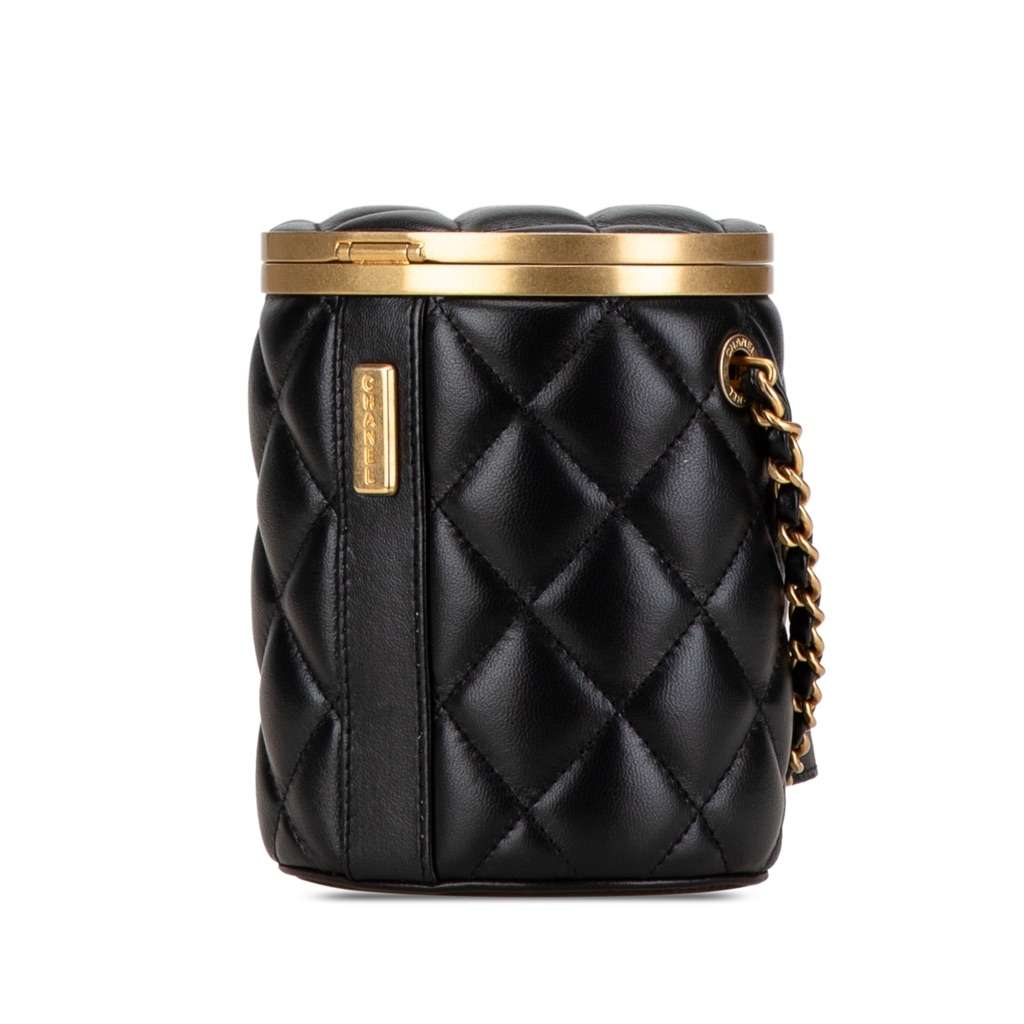 Chanel Mini Lambskin Crown Box Bag Black Leather Very good - Back View