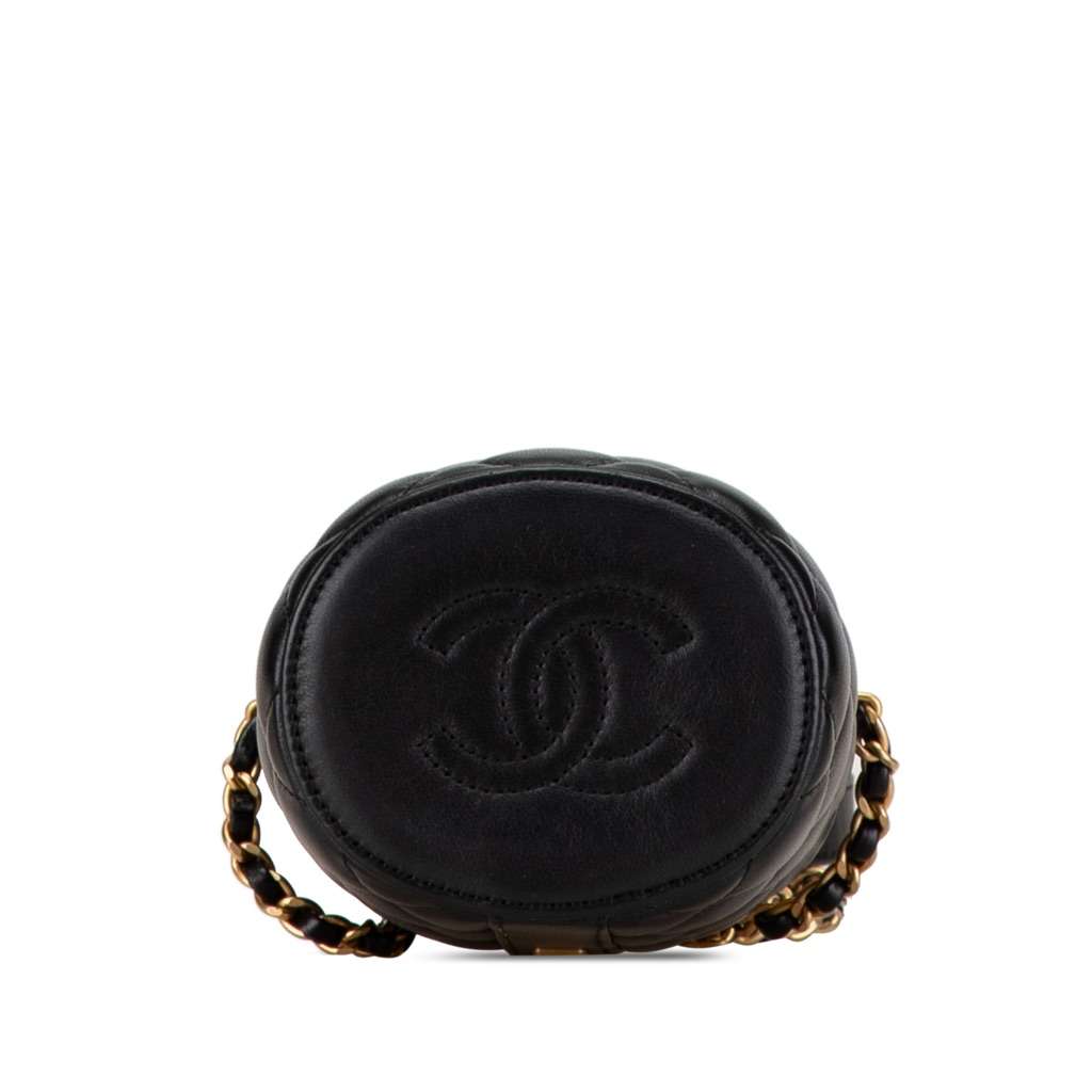 Chanel Mini Lambskin Crown Box Bag Black Leather Very good - Inside View