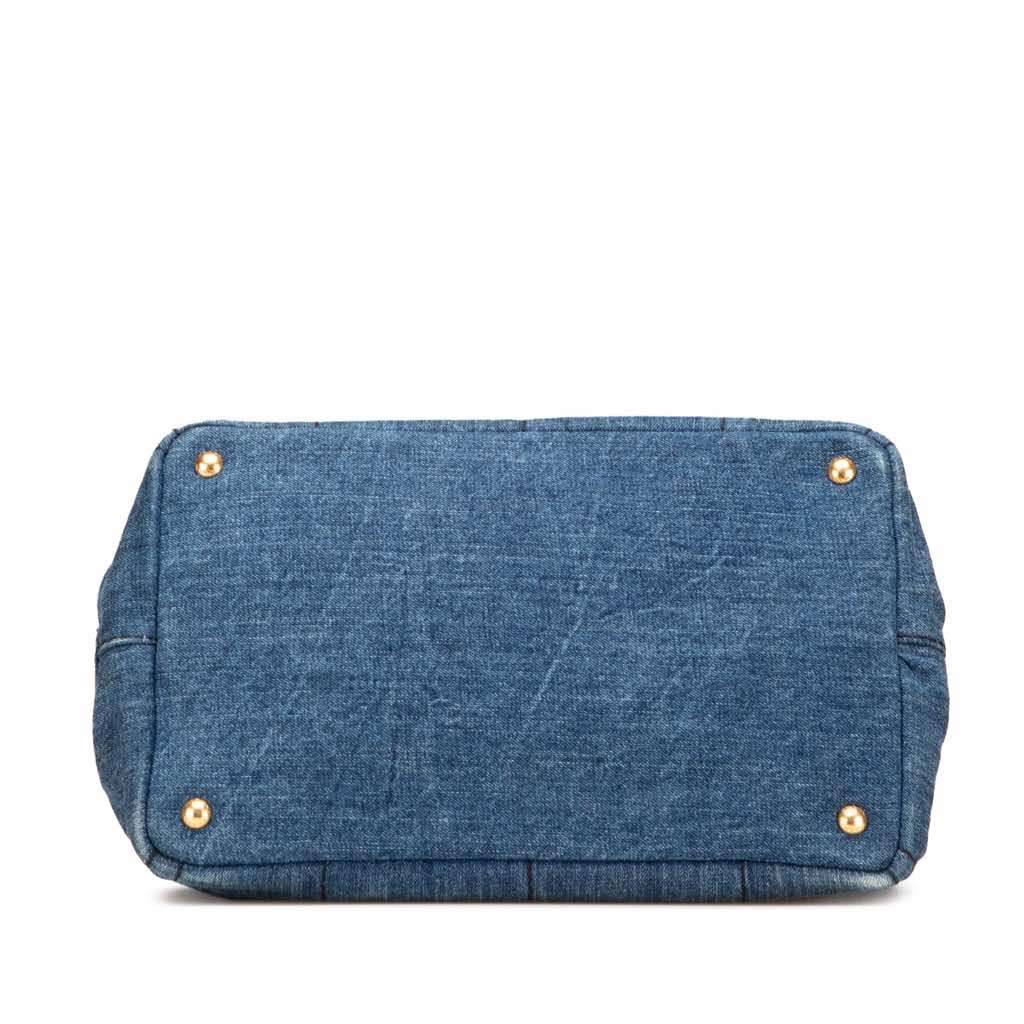 Prada Denim Canapa Logo Satchel Blue Good - Inside View