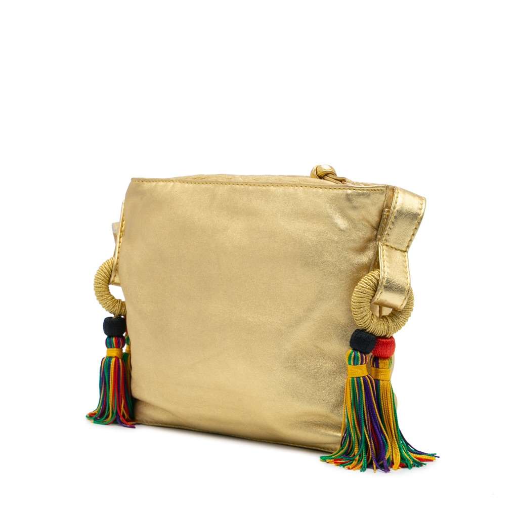 Loewe Nappa Flamenco Tassel Crossbody Gold Leather Good - Back View