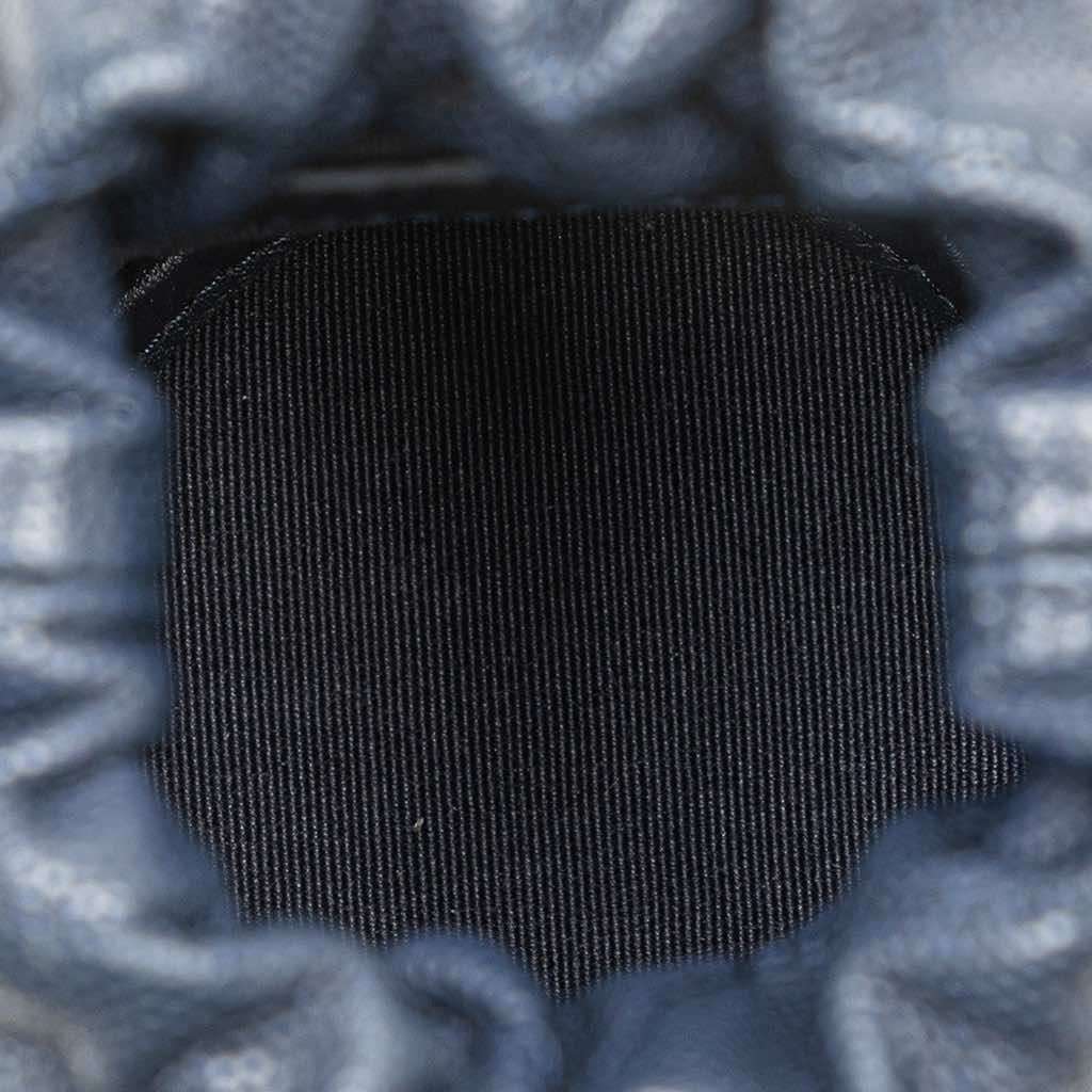 Chanel Mini Quilted Caviar Medallion Charms Drawstring Bucket Bag Blue Leather Very good - Model View