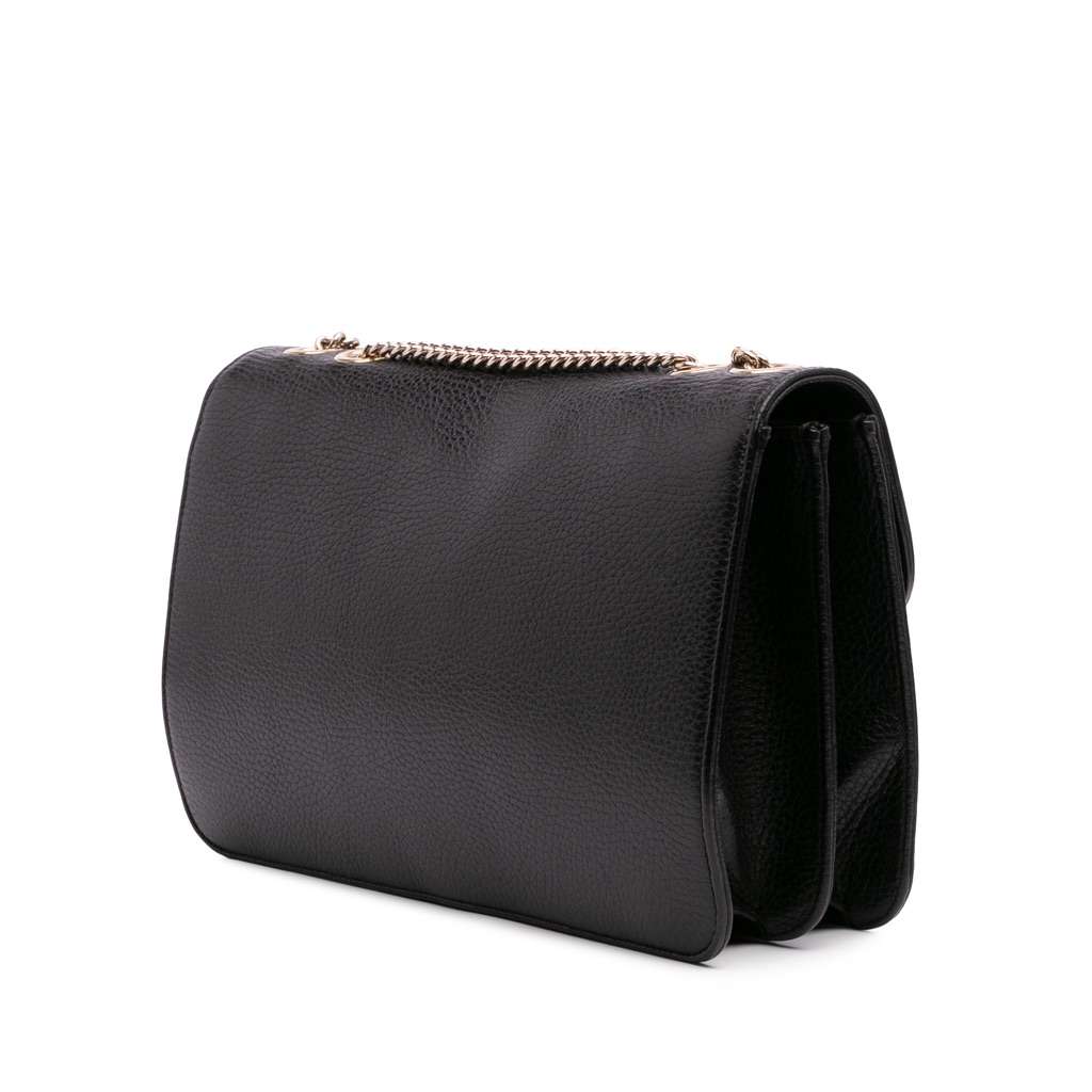 Gucci Medium Dollar Calfskin Interlocking G Crossbody Black Leather Good condition - Back View