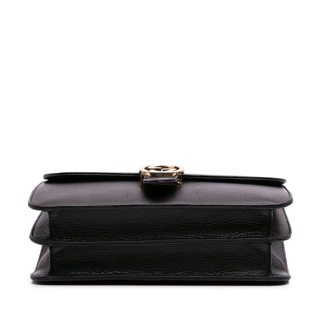 Gucci Medium Dollar Calfskin Interlocking G Crossbody Black Leather Good condition - Inside View