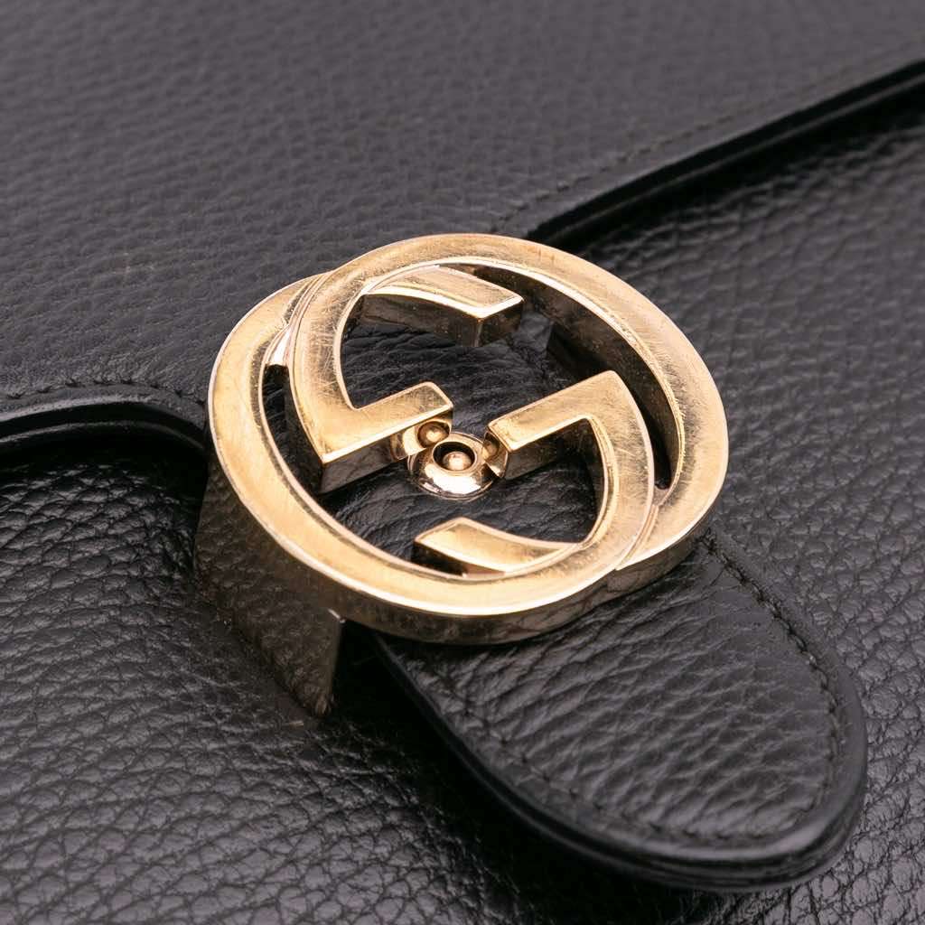 Gucci Medium Dollar Calfskin Interlocking G Crossbody Black Leather Good condition - Box View