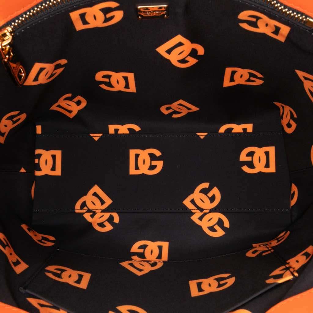 Dolce & Gabbana Small Calfskin DG Logo Shopper Tote Orange Leather Good condition - Model View