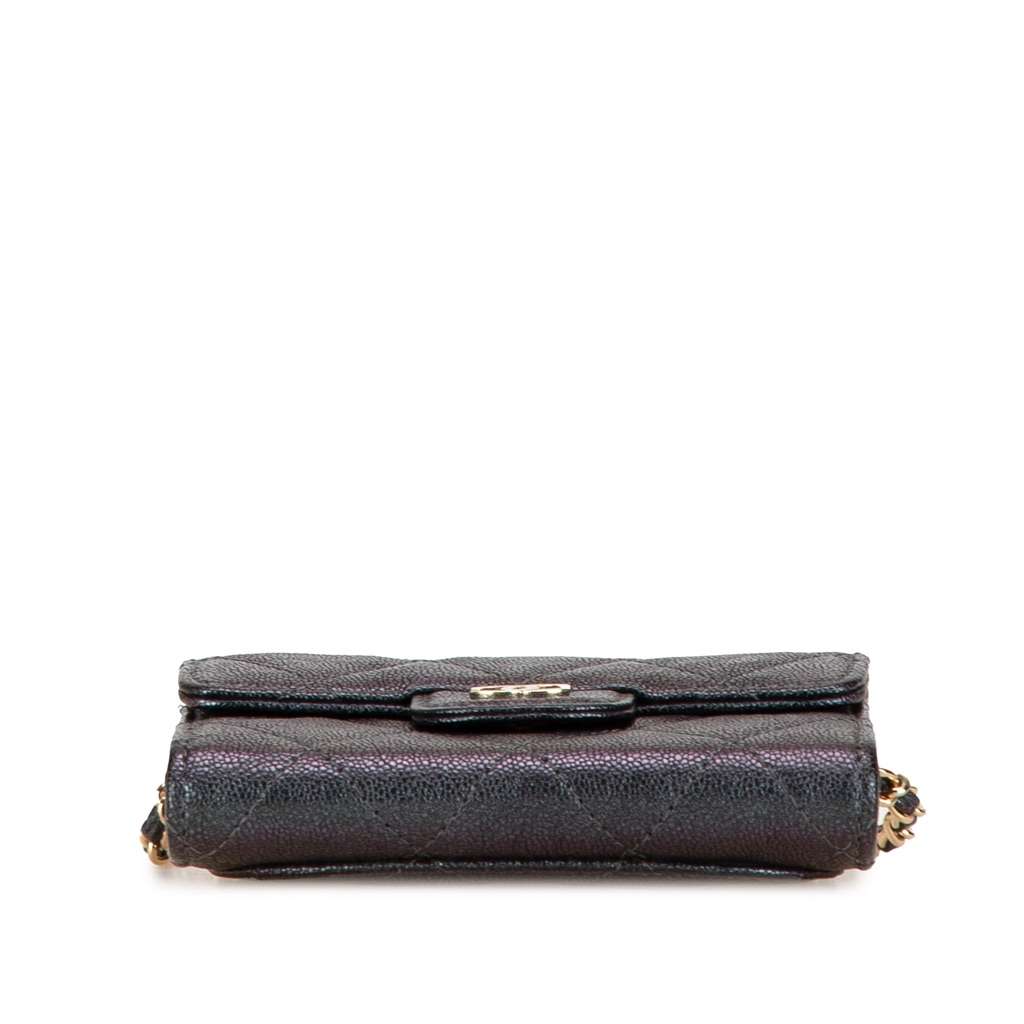 Chanel Small Iridescent Caviar Single Flap Black Leather Good - Inside View