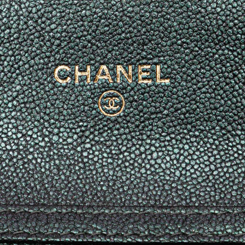 Chanel Small Iridescent Caviar Single Flap Black Leather Good - Box View