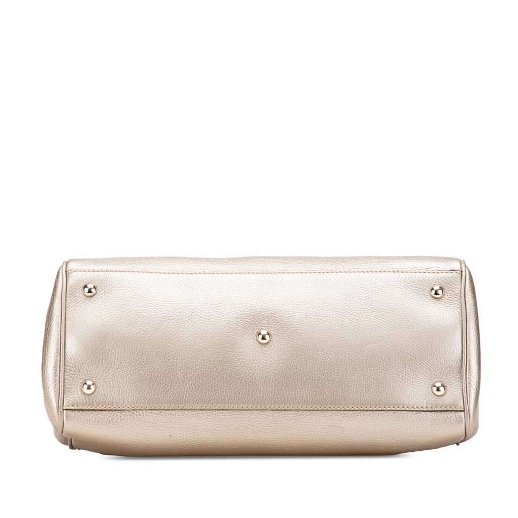 Gucci Medium Calfskin Bamboo Shopper Satchel Gold Leather Very good condition - Inside View