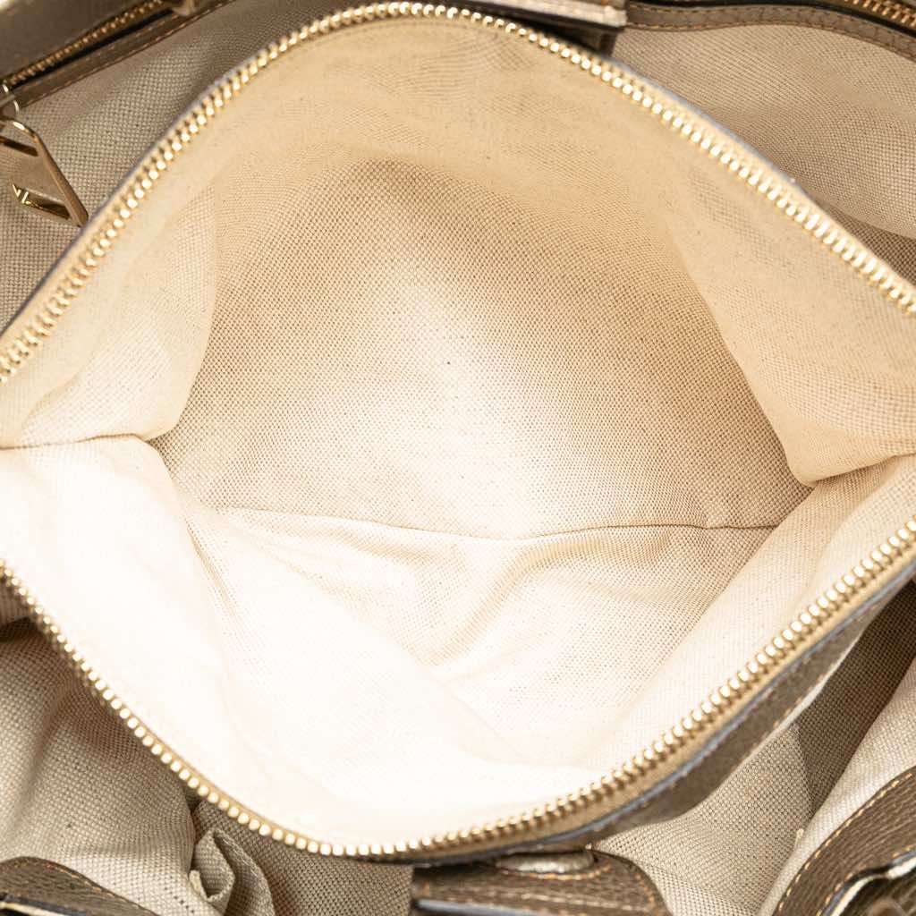 Gucci Medium Calfskin Bamboo Shopper Satchel Gold Leather Very good condition - Box View