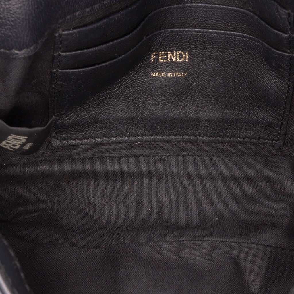 Fendi Mini Zucca Embossed Leather Baguette Satchel Black Leather Good - Model View