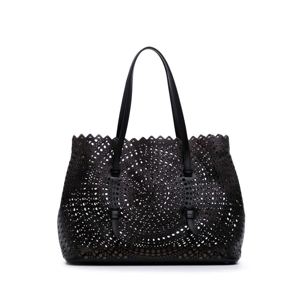 Alaïa Vienne Calfskin Laser Cut Mina 32 Black Leather Good condition - Front View