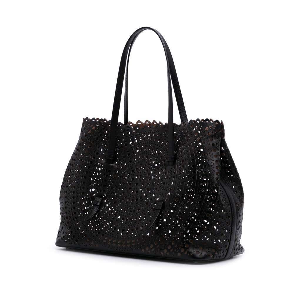 Alaïa Vienne Calfskin Laser Cut Mina 32 Black Leather Good condition - Back View