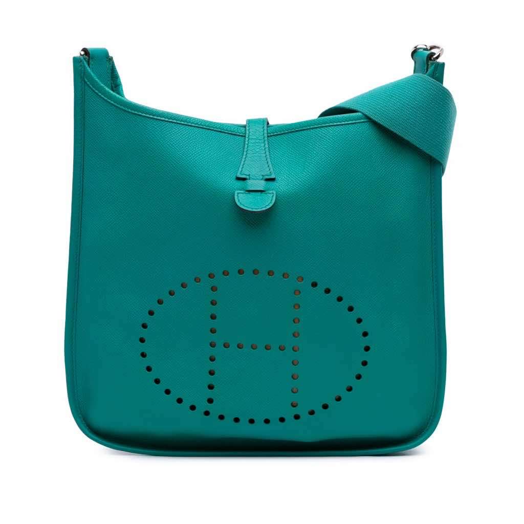 Hermès Epsom Evelyne PM Blue Leather Good condition - Front View