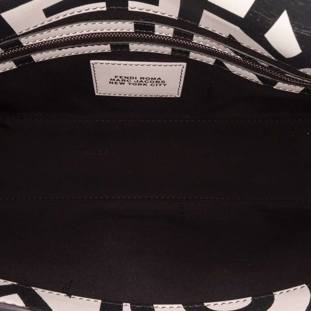 Fendi Marc Jacobs Nappa Vitello King Logo Print Baguette Satchel White Leather Very good - Model View