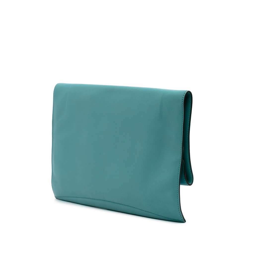 Hermès Evercolor Pliplat Clutch Blue Leather Very good condition - Back View
